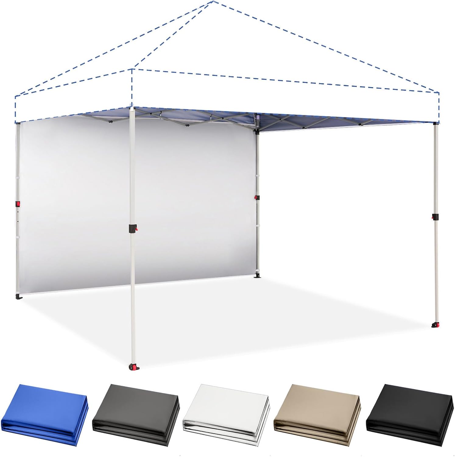 CROWN SHADES SunWall Silver Coated for 12x12 Pop up Canopy Tent, 1 Pack Sidewall Only with Silver Coating (1 Pack, Grey)