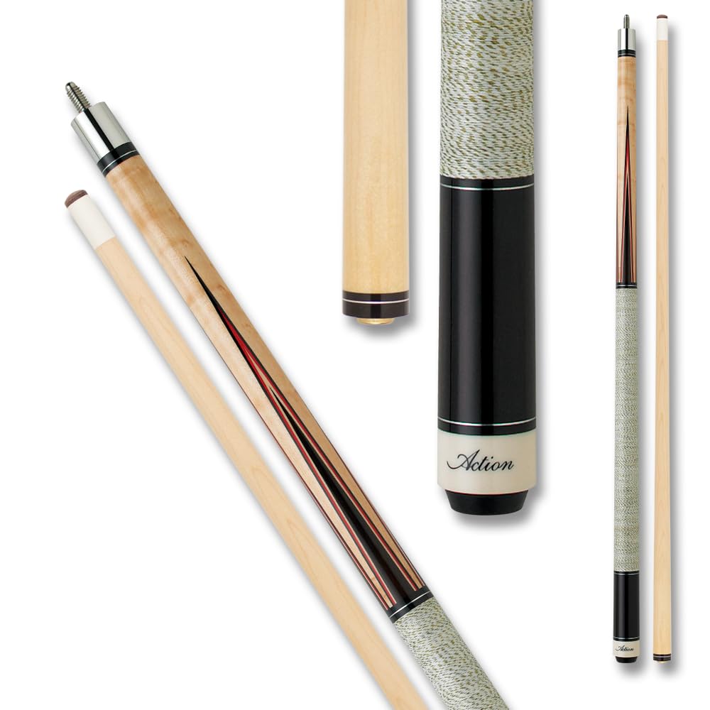 Action Inlay - Billiards Pool Cue Stick - Blonde w/Red & Chocolate Points - 21oz