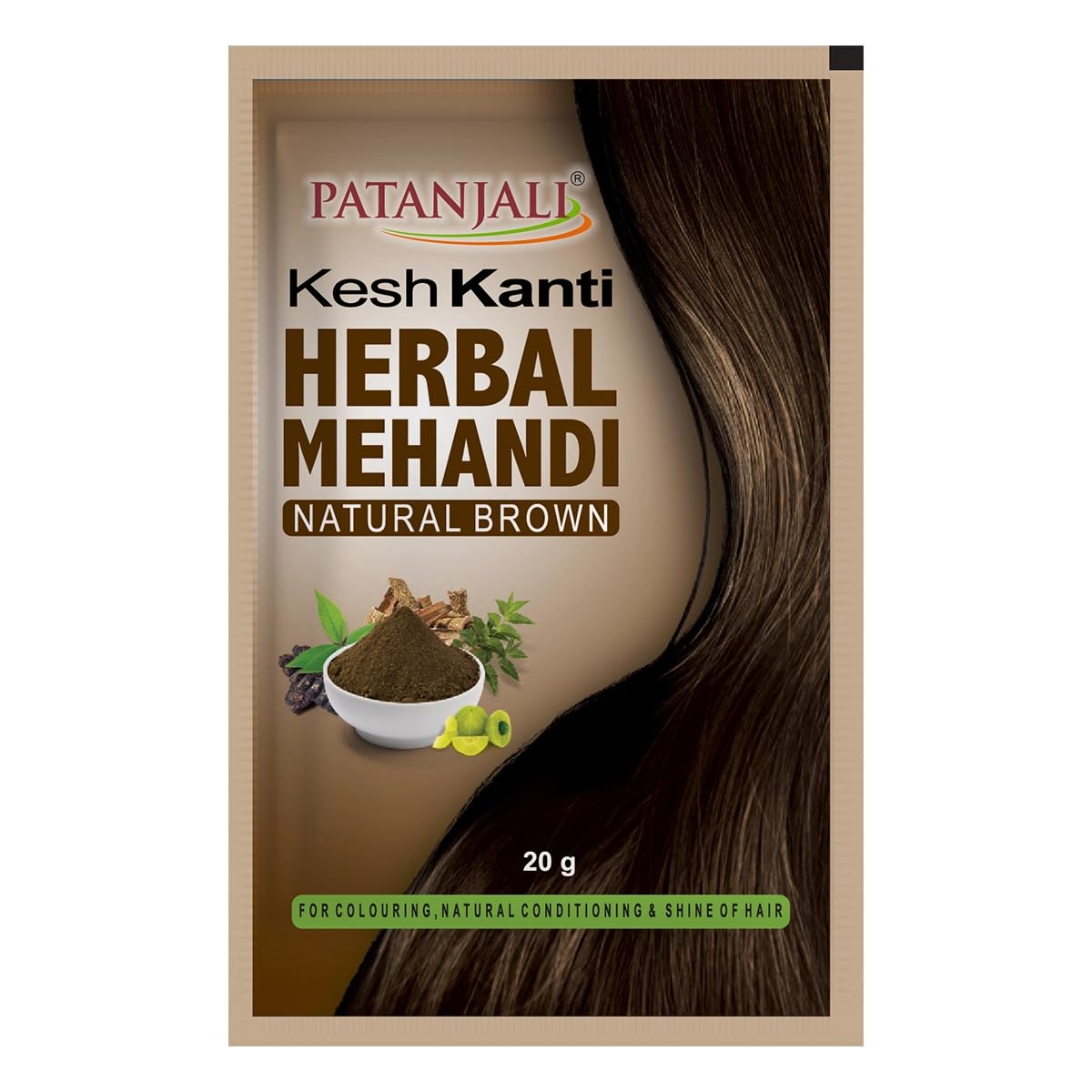 Patanjali Kesh Kanti Herbal Mehandi NATURAL BROWN 200g (Pack of 10, 20g)-picture-49