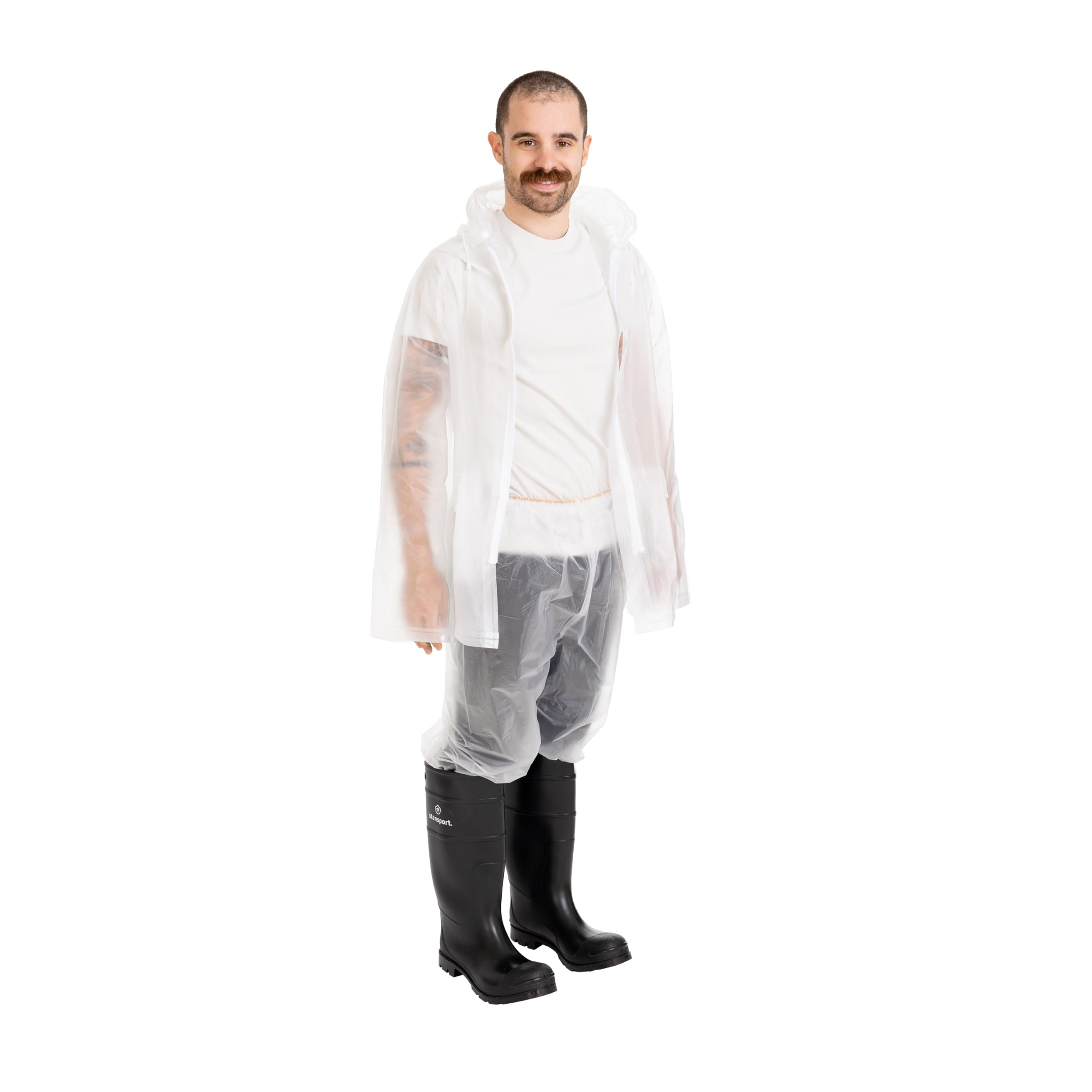 StanSport Clear-M - Traje Impermeable de Vinilo con Capucha, tamaño Mediano