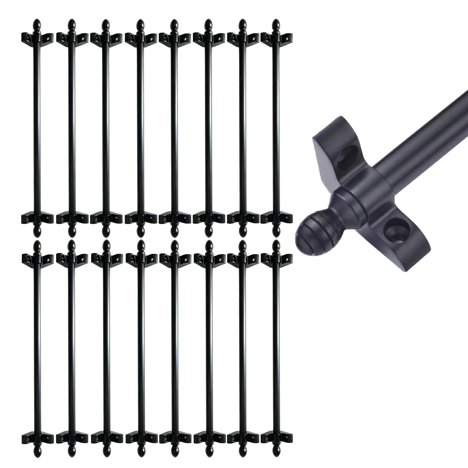 Generico Polerowany regulowany wspornik dywanowy, sprzęt do mocnego mocowania dywanów, czarne metalowe pręty do dywanów schodowych z końcówkami kulowymi i wspornikami, łatwa instalacja
