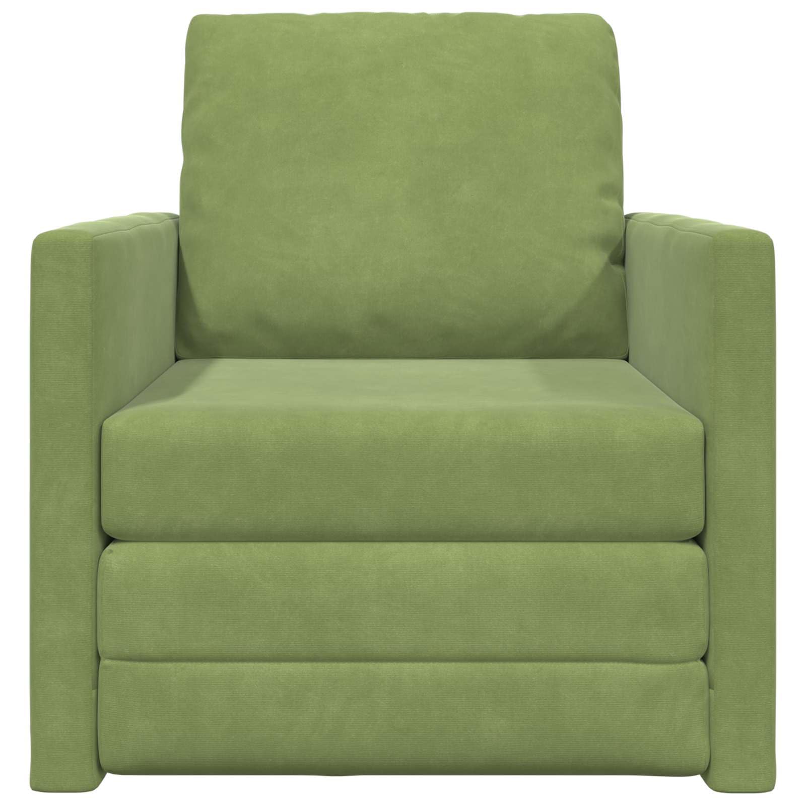 Sofa z funkcją spania jasnozielona z aksamitną tapicerką, 74 x 77 x 81 cm, dwuosobowa z funkcją spania i składanym oparciem, idealna do salonu i biura, wygodna tapicerka z podłokietnikami