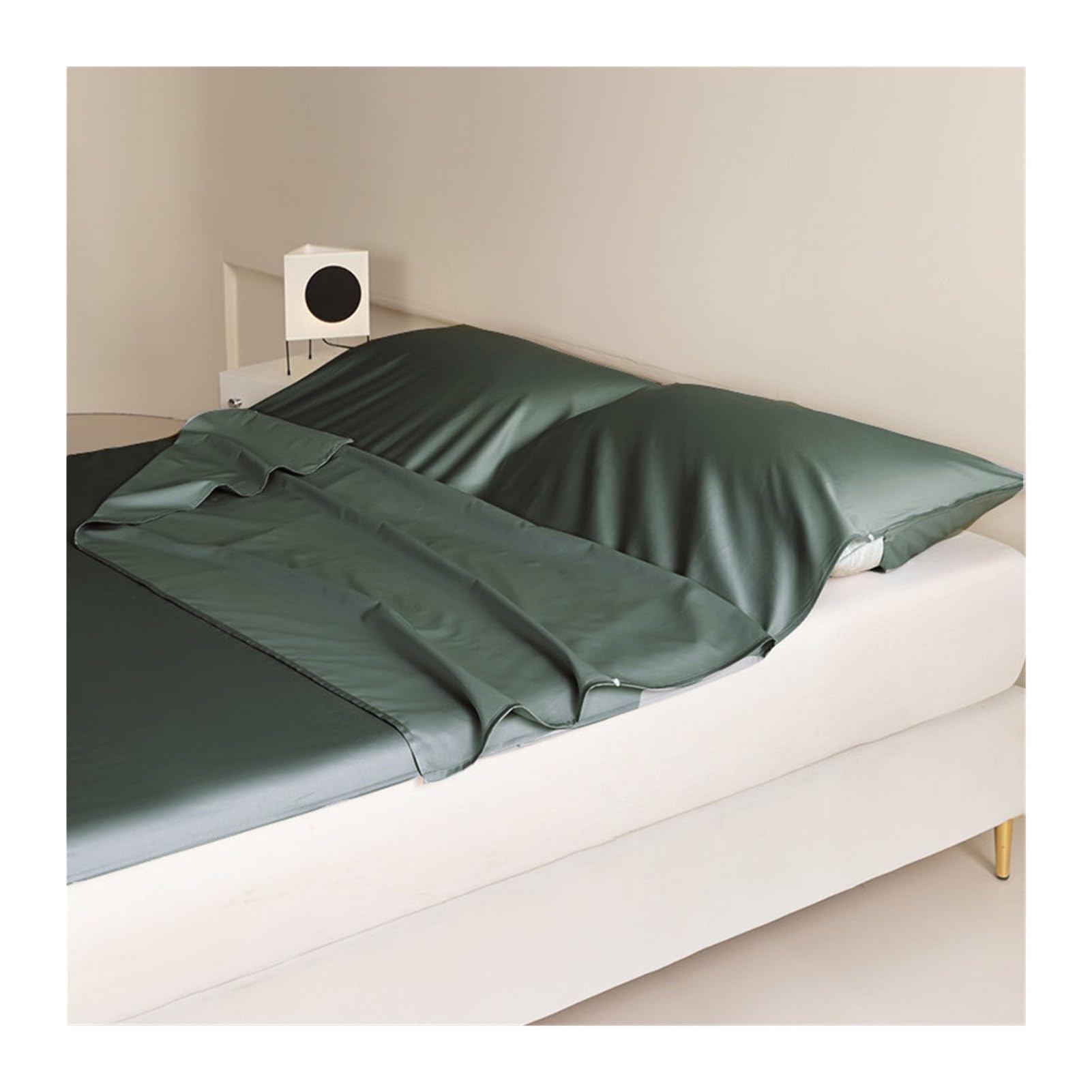Sacco a Pelo Ultraleggero Leggera Compatto Lenzuola da Viaggio Sacco a Pelo Adulti Comodo Morbido Come la Seta for Zaino in Spalla Hotel Campeggi Ostelli(Dark Green,130x210cm-51x82)