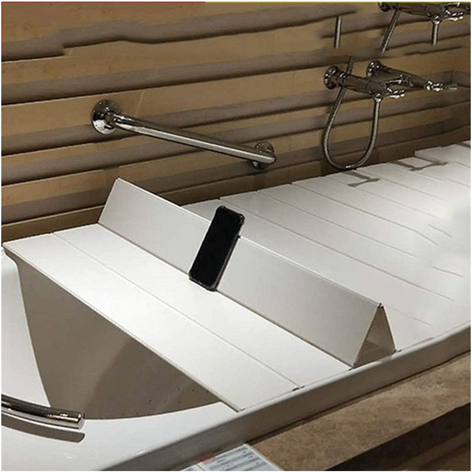 Couvercle de bain blanc pliant JATIBOSH en PVC épais pour baignoire 143x70cm