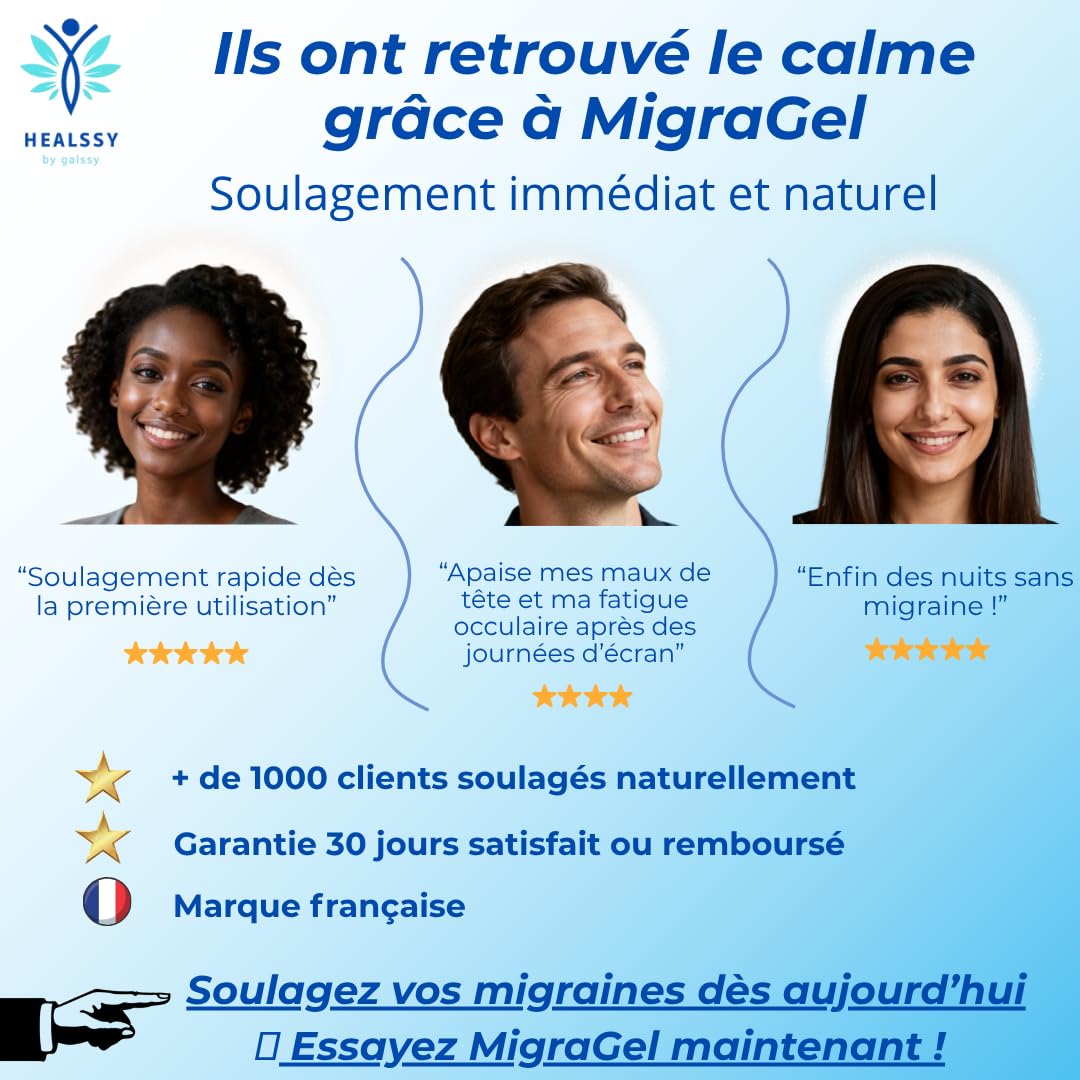 Masque Anti-Migraine Chaud/Froid Thérapeutique Premium 2-en-1 — MigraGel, Bonnet + Masque Détachable (Ouverture Yeux) • Soulage Migraines, Maux de Tête & Fatigue Oculaire