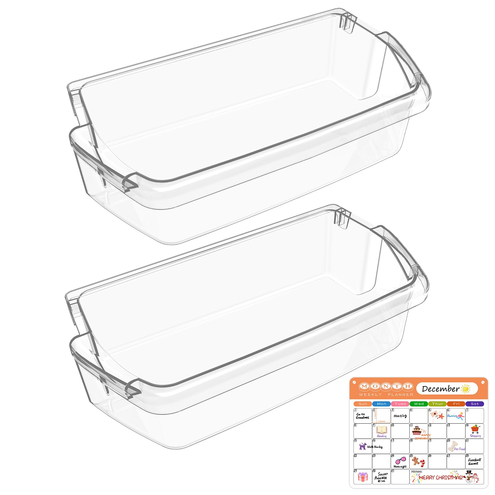 [2 PACK] UPGRADED W10803530 Refrigerator Door Bin Compatible with Whirlpool Refrigerator Door Shelf Bin WRT311FZDW01 WRT311FZDW00 WRT311FZDW02 WRT311FZDM00 WRT311FZDB02 Maytag Fridge Shelf Replacement