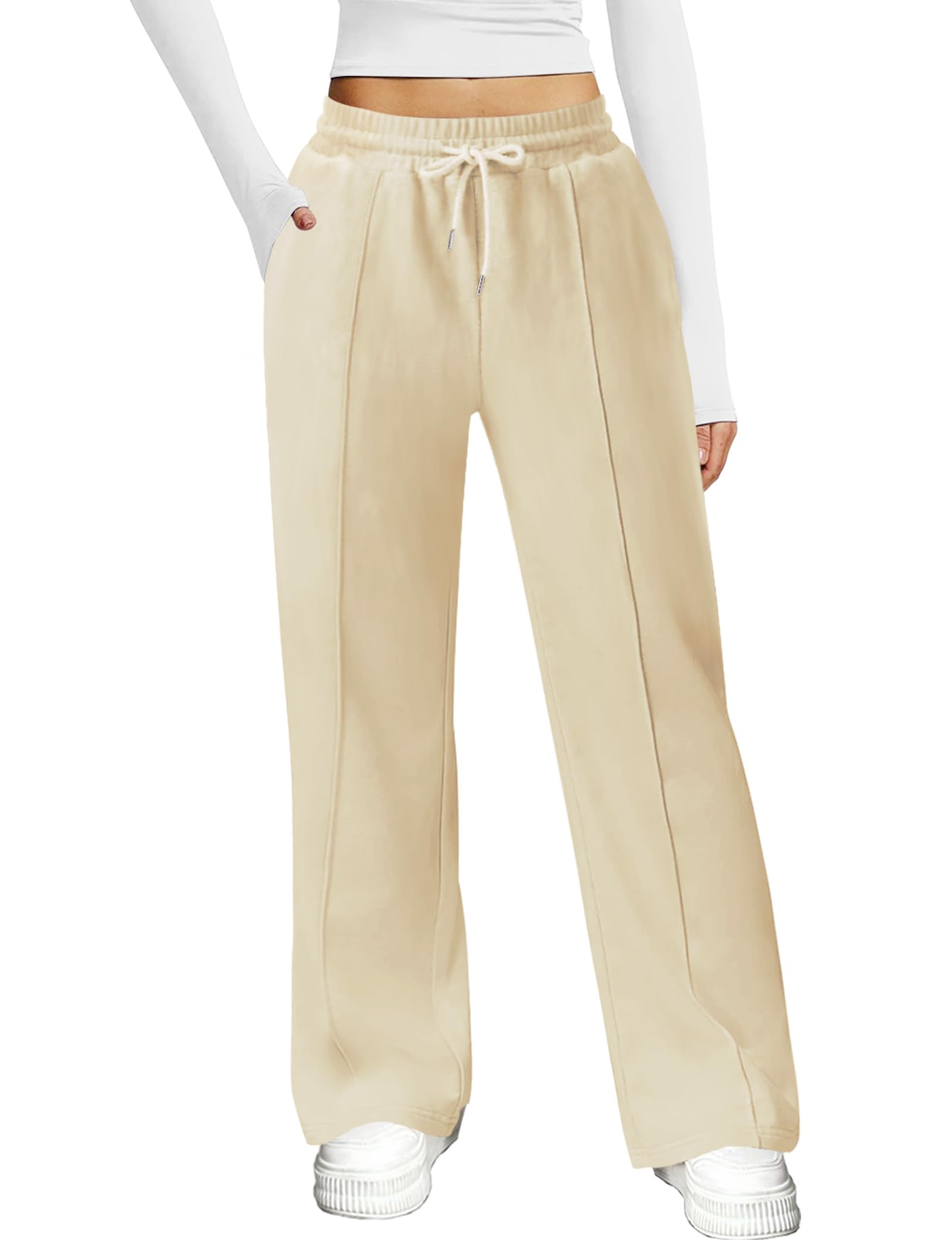 JEKAOYI Womens Wide Leg Sweatpants Casual Loose Solid Pants Comfy Lounge Joggers Baggy Sweatpants