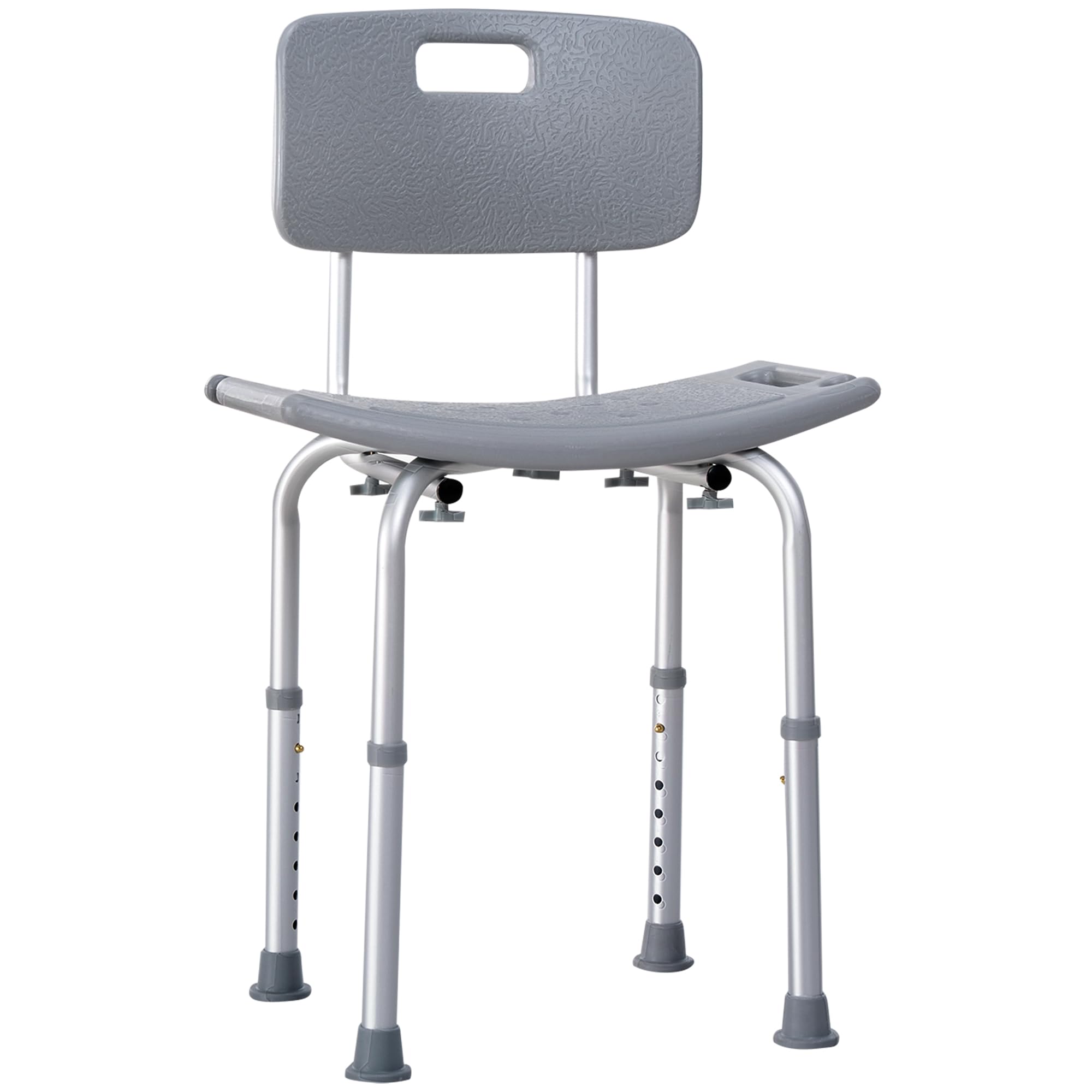 HOMCOM Silla Ducha Personas Mayores Taburete de Ducha Silla para Ducha con Respaldo Antideslizante Altura Regulable en 8 Niveles Carga 136 kg para Ancianos y Discapacitados