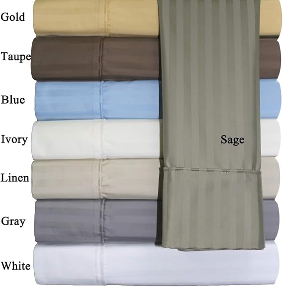 Royal Tradition Damask Stripes 650-Thread-Count Cotton-Blend 5PC Split-King Sheets Set for Adjustable Beds, Ivory