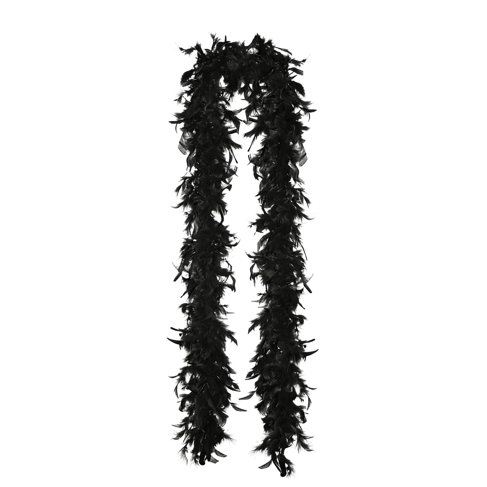 TXUJZP Black Feather Boa for Women, Natural Turkey Feathers Scarf, Fancy Dress Party Accessories for Halloween Christmas Wedding Events, 190cm