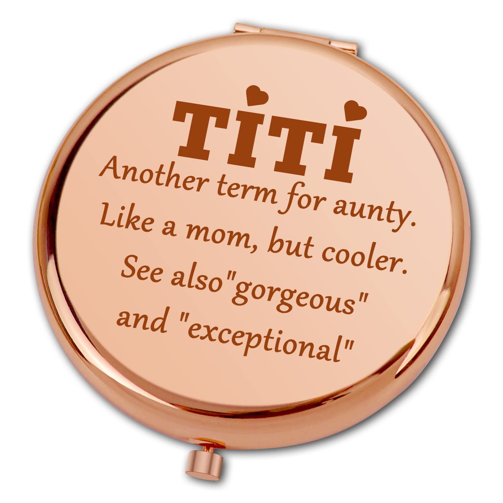 Ximalun Titi Gift Aunt Gift TITI Another Term for Aunty Compact Makeup Mirror Birthday Gifts for Auntie Christmas Thanksgiving Aunt Gift from Niece Nephew
