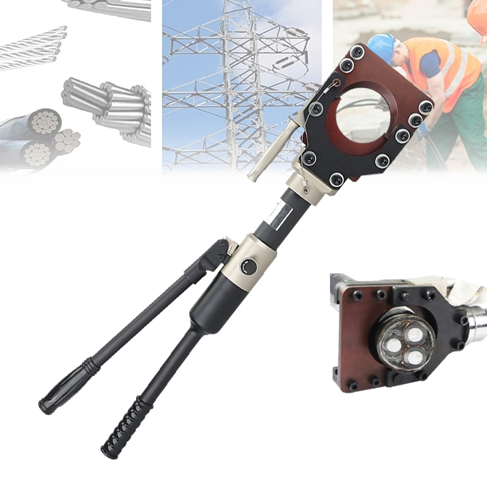 Tagliacavi Idraulico Tagliacavi Idraulico per Tondo per Cemento Armato Utensile da Taglio per Cavi Elettrici Forbici per Cavi Idraulici, con Valvola di Sicurezza per Tagliare Cav