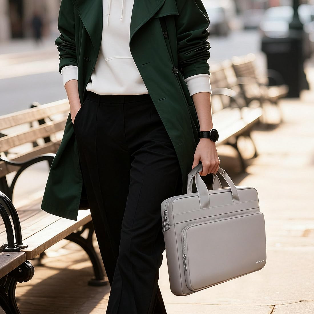NIDOO Sacoche pour ordinateur portable - Résistante à l'eau - Sac à bandoulière - Poignée d'ordinateur - Sac de transport professionnel