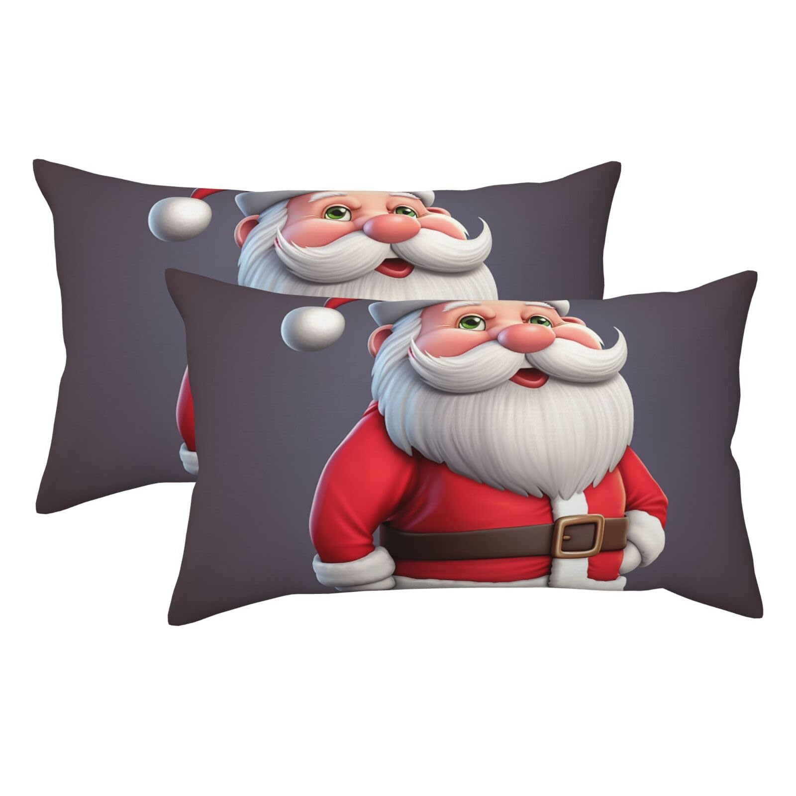 2 Pack King Size Pillow Cases for Hair and Skin Soft Breathable Pillow Case Covers with Hidden Zipper Christmas Santa Pillowcase 20x36 Inches Pillow Covers for Sleeping Gift
