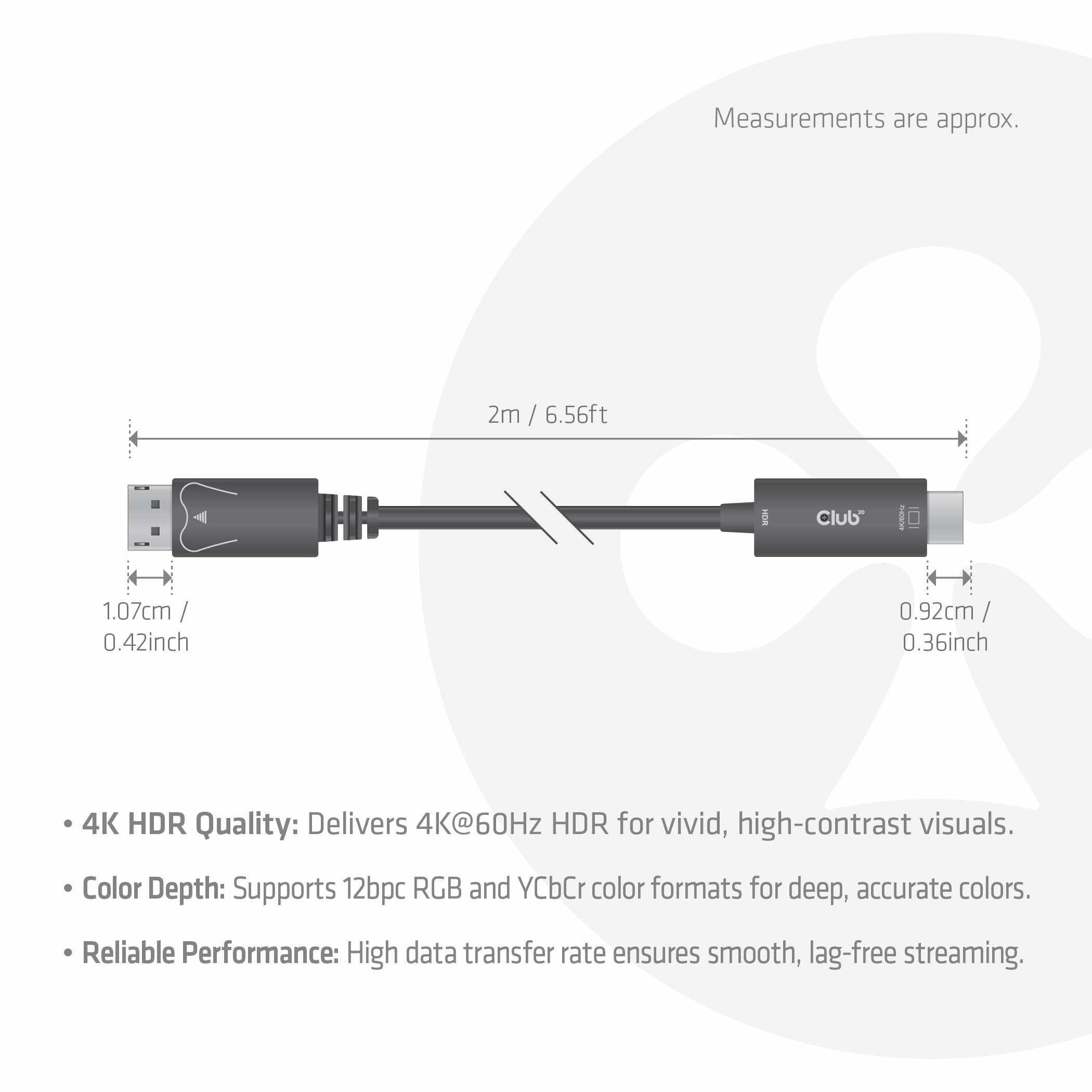 Club3D kabel DisplayPort 1.4 > HDMI HDR 4K60Hz aktywny 2 m