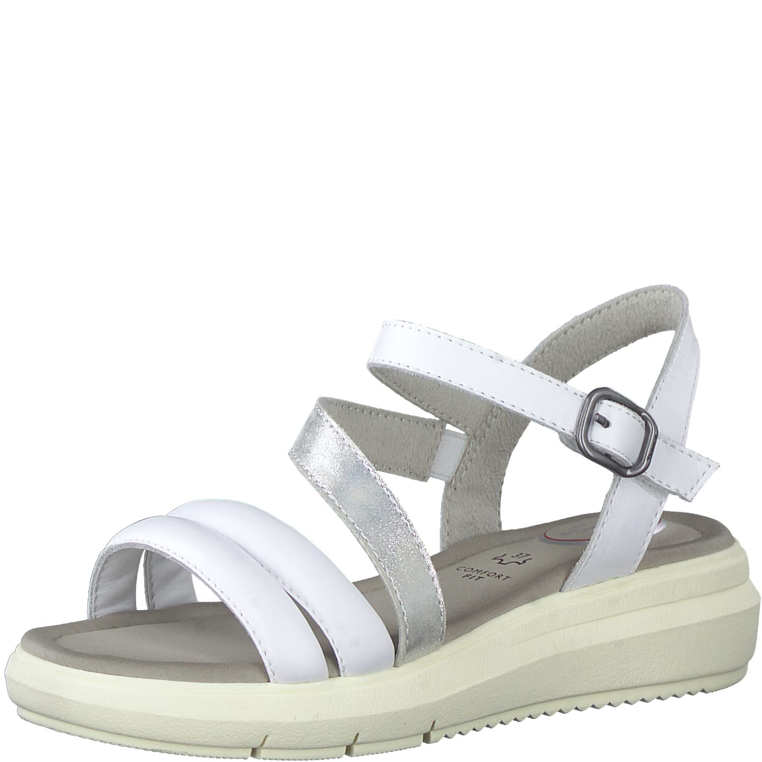 Tamaris Damen 8-88202-20 Leder Comfort Fit Wechselfußbett Verstellbarer Riemen Klassisch AlltagsschuheFlache Sandale
