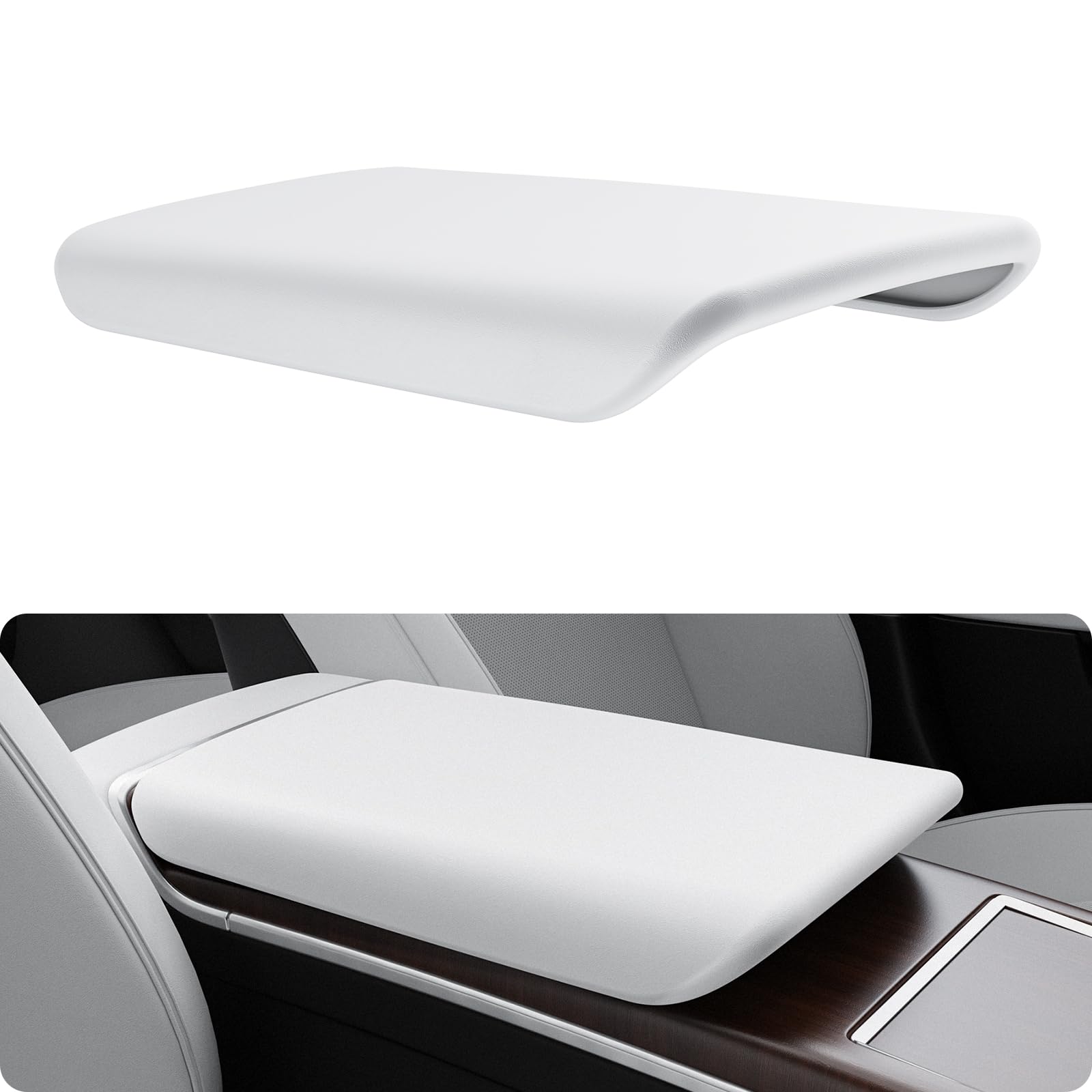 Photo 1 of BASENOR Center Console Armrest Cover for Tesla Model S/X (White)