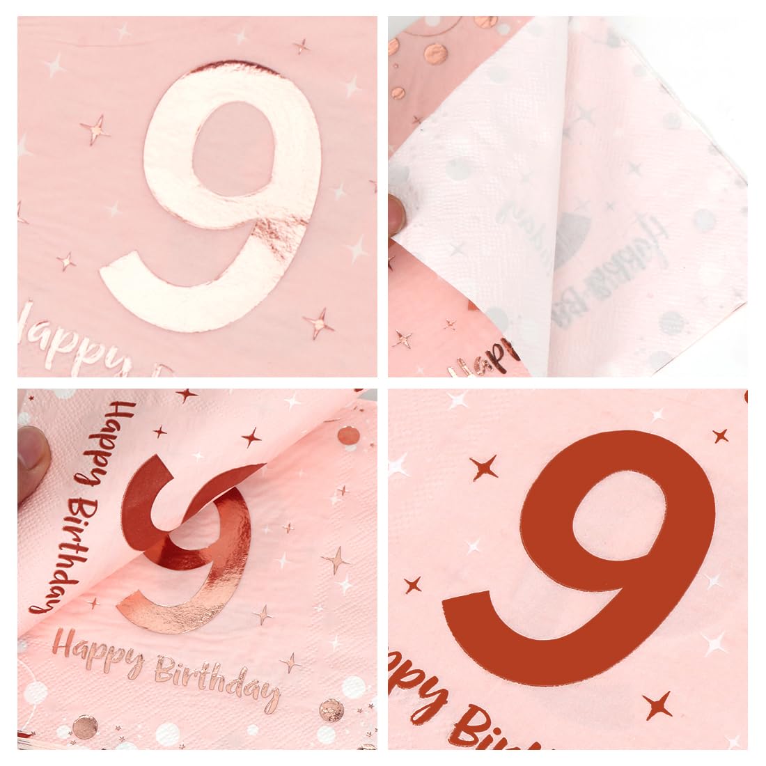 Serviettes Anniversaire 11 Ans Rosa Gold - Lot De 30, 33x33cm 3 Plis - Pour Fête Et Célébration