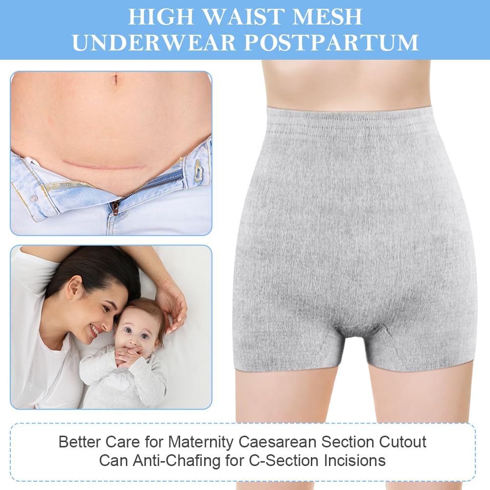 ACWOO Ropa Interior Posparto de Cintura Alta Desechable para Cesárea, 9 PCS Braguitas Embarazada sin Costura, Ropa Interior de Cesárea de Maternidad, Súper Elástico, Transpirable, Absorbente — view 5