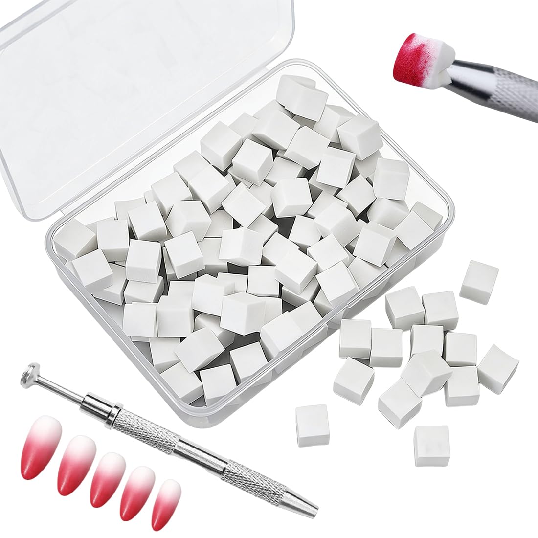50 Pezzi Di Spugna Unghie Con Pinza Metallica, Strumenti Per La Nail Art, Pennelli Unghie, Unghie Ombre Design, Pennello Di Spugna, Modelli Di Nail Art Sfumati, Spugne Per Unghie Sfumate