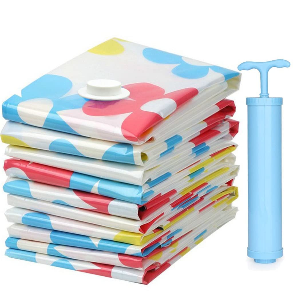 Vakuum-Kompressions-Aufbewahrungsbeutel für Kleidung, Kunststoff, Vakuumverpackung, für Reisen, platzsparende Tasche für Gepäck, Aufbewahrungstasche für Zuhause (Mehrfarbig)