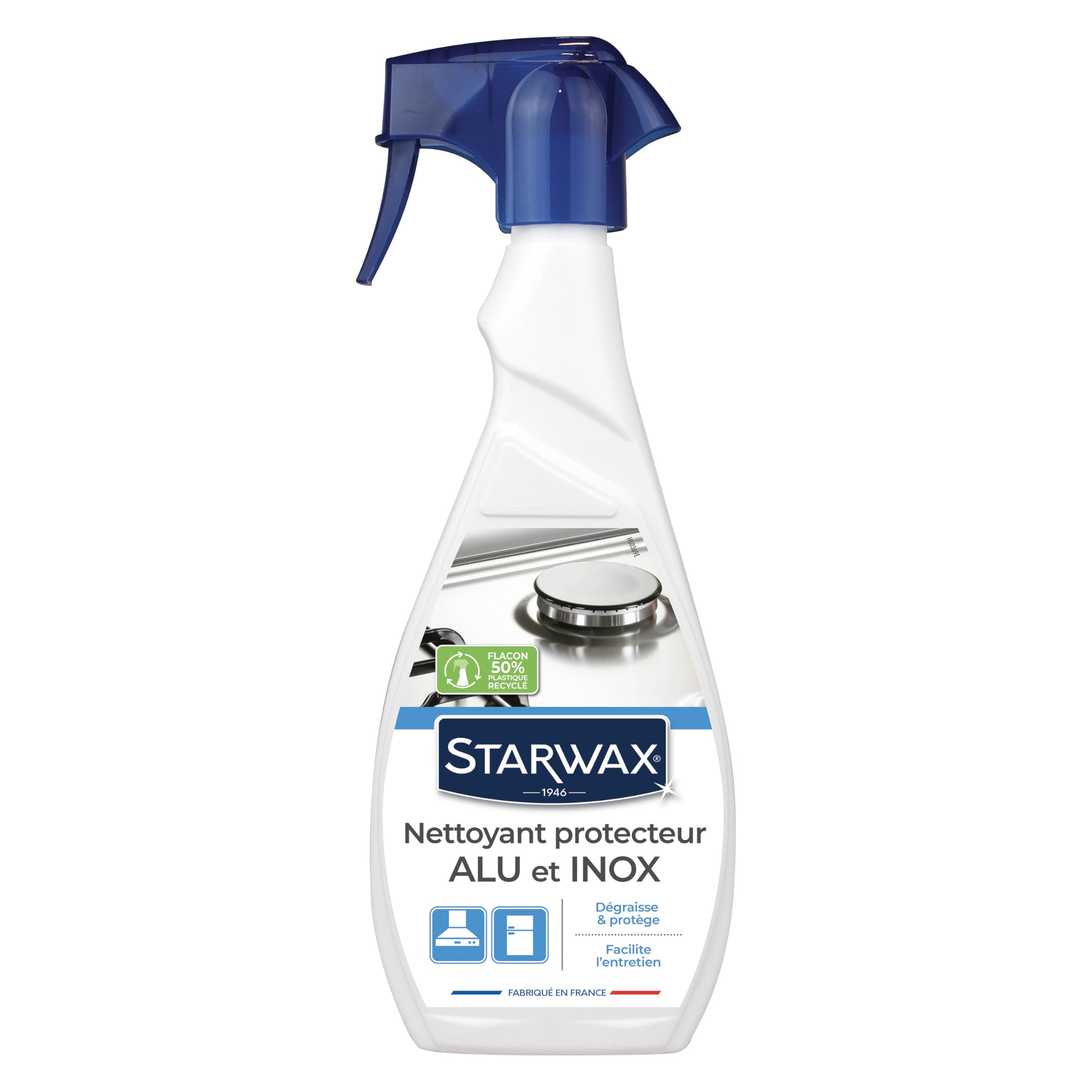 STARWAX Nettoyant Protecteur pour Alu et Inox - 500ml - Dégraisse, Fait Briller et Protège - Facilite l'Entretien - Retarde le Ré-​encrassement - Inox & Aluminium