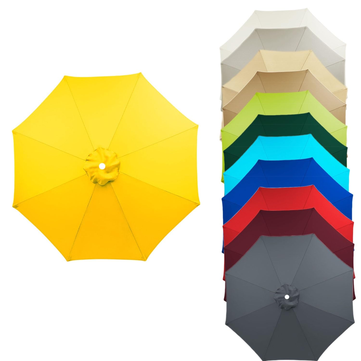 Patio umbrella Replacement Canopy Sun Umbrella Replacement Cloth 6 Arms/8 Arms Garden Parasol Replacement Fabric 2.7M/2.7M/3.0M Replacement Parasol Cover, Market Table Umbrella Canopy Fade Resistant (