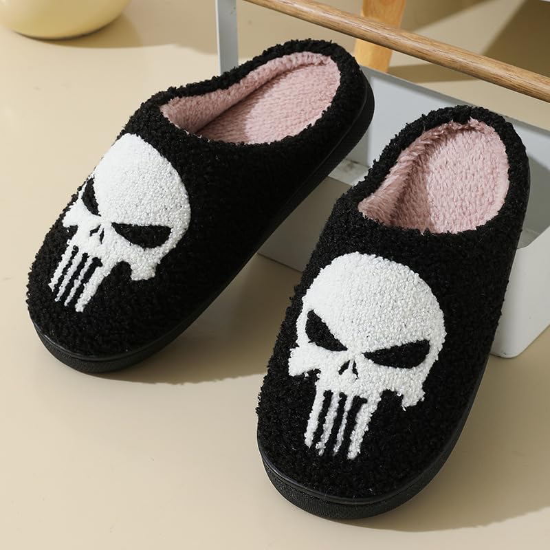 Womens Mens Slippers Retro Memory Foam Cute Cartoon Skeleton Ghost Pumpkin Plush Fluffy Warm Fur Lined slippers, Slip-Resistant Indoor House Home Winter Shoes4