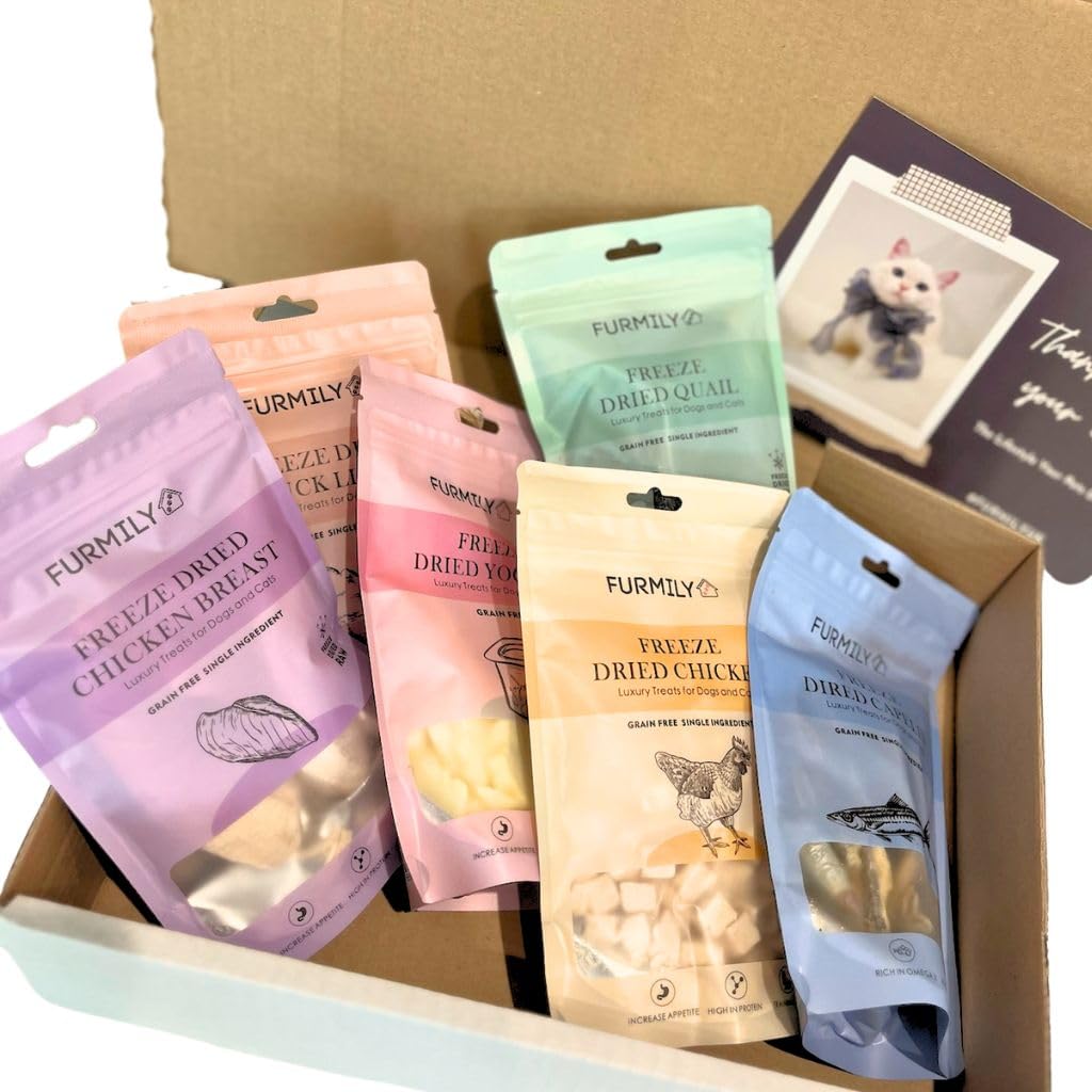 Furmily Freeze-Dried Pet Treat Box, for Cat & Dog, Food Topper, Natrual, No Additive, 100% Meat, Freeze-dried to protect nutrition, High protein, Healthy, Easy Digestion