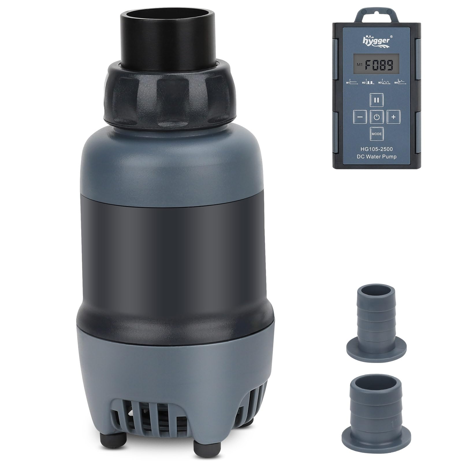 hygger 24v dc aquarium water pump, 925gph 35w 11.5ft submersible pump with controller, water fountain pump with 3 nozzles for fish tank, pond, aquarium, statuary, hydroponics