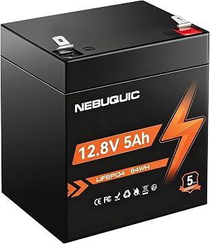 12V 5Ah LiFePO4 Lithium Battery, Built in 7A BMS,Low-Temp Protection, 3000+ Deep Cycle 12 Volt Lithium Batteries for Power Wheels, Small UPS, Security System, Ride on Toys