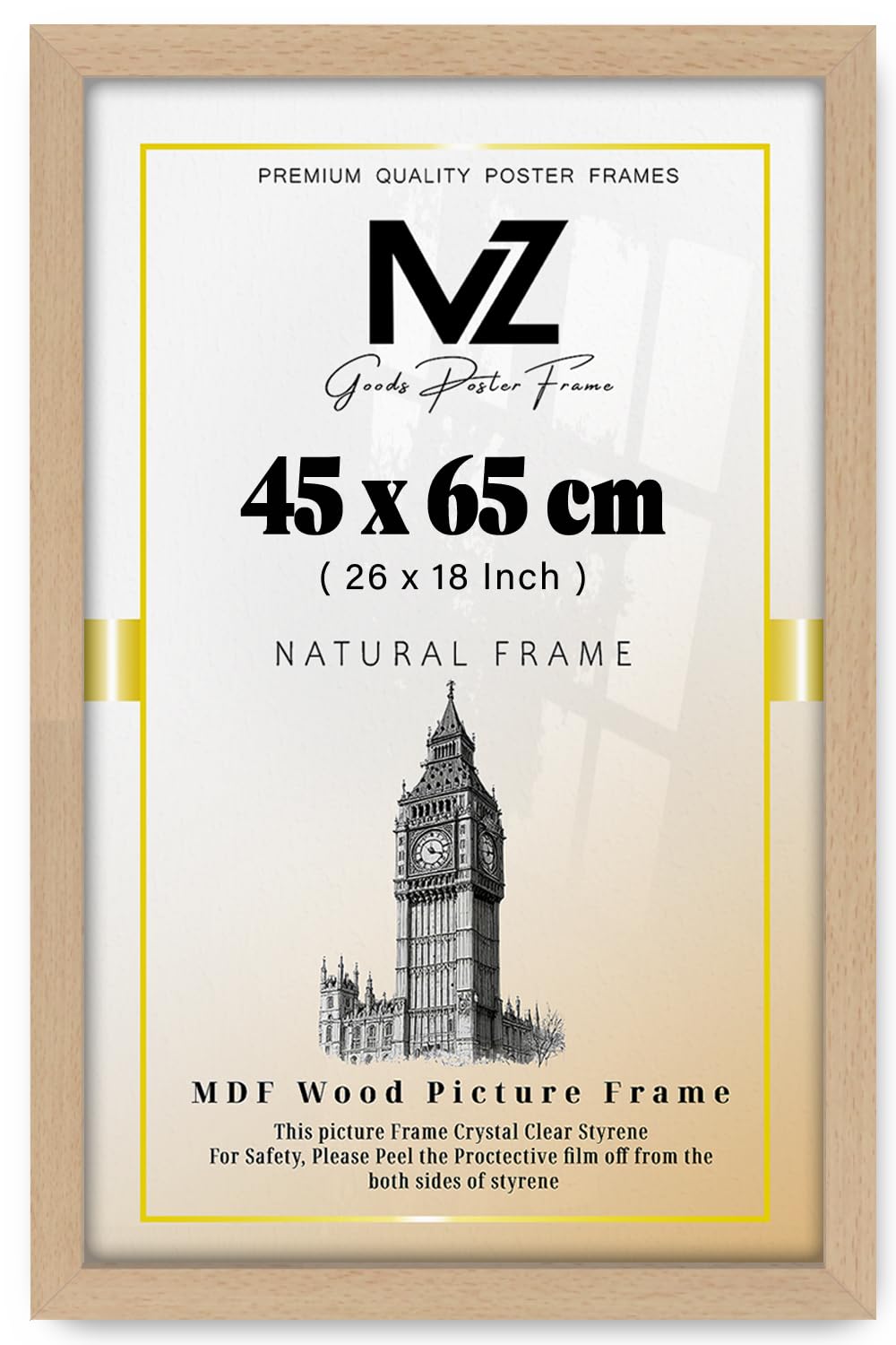Mz Goods Beech | Modern 450 X 650 Mm Wood Finish, 26X18 Inch Minimalist Wall Decor, Ready To Frame, For Office & Study Room (45 X 65 Cm) [ ]