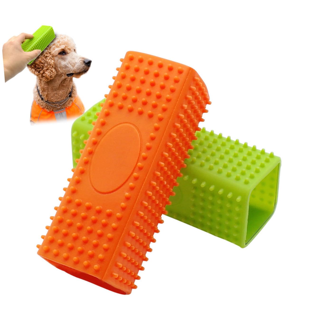 Didiseaon Silicone Pet Hair Remover Brushes Set of 2 for Dogs Cats and Horses Easy to Use Hair Cleaner Carpet and Furniture Hair Removal Orange Green