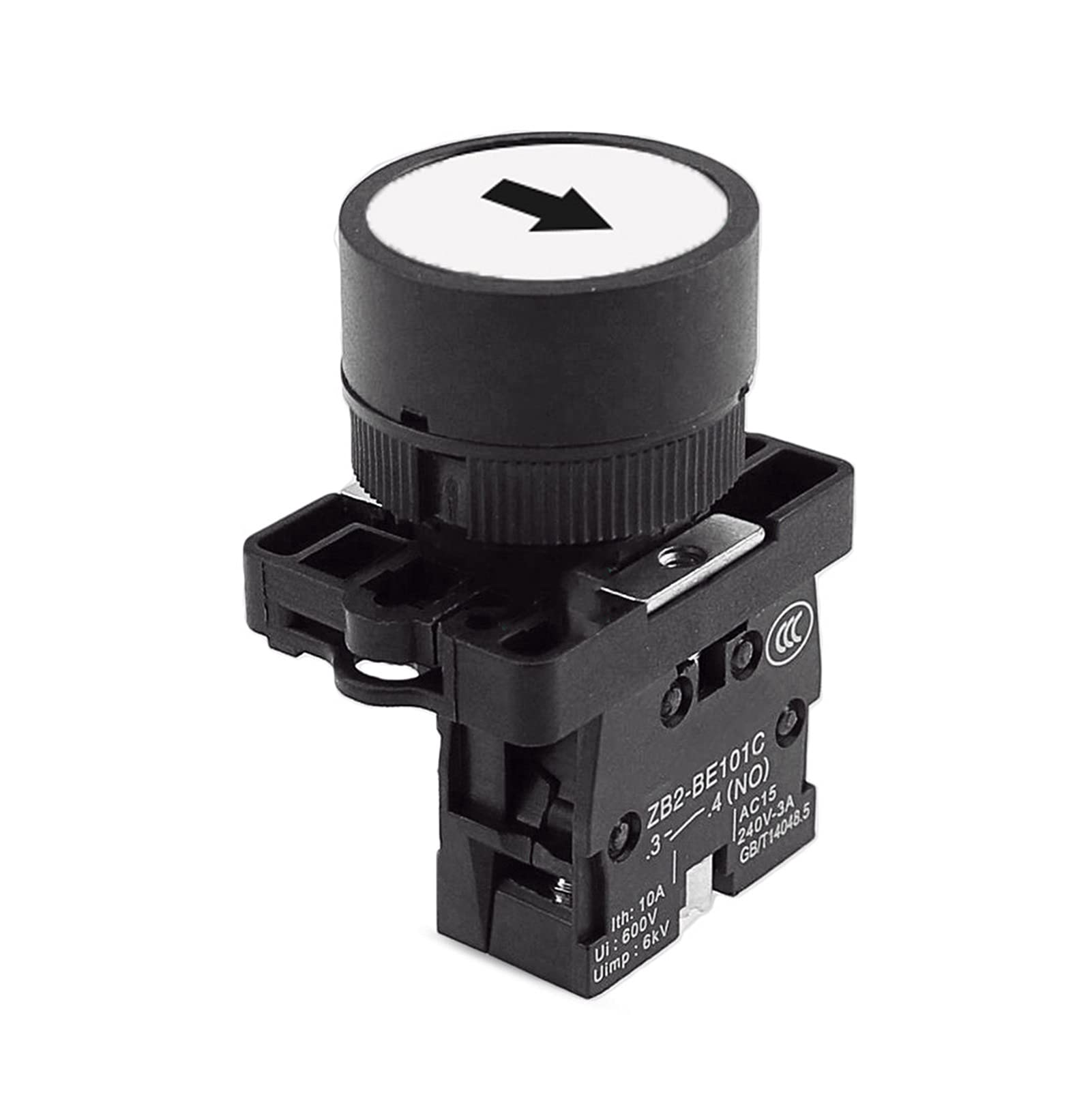 Bouton de réinitialisation automatique XB2 flèche blanche touche plate 1NO 1NC 22mm