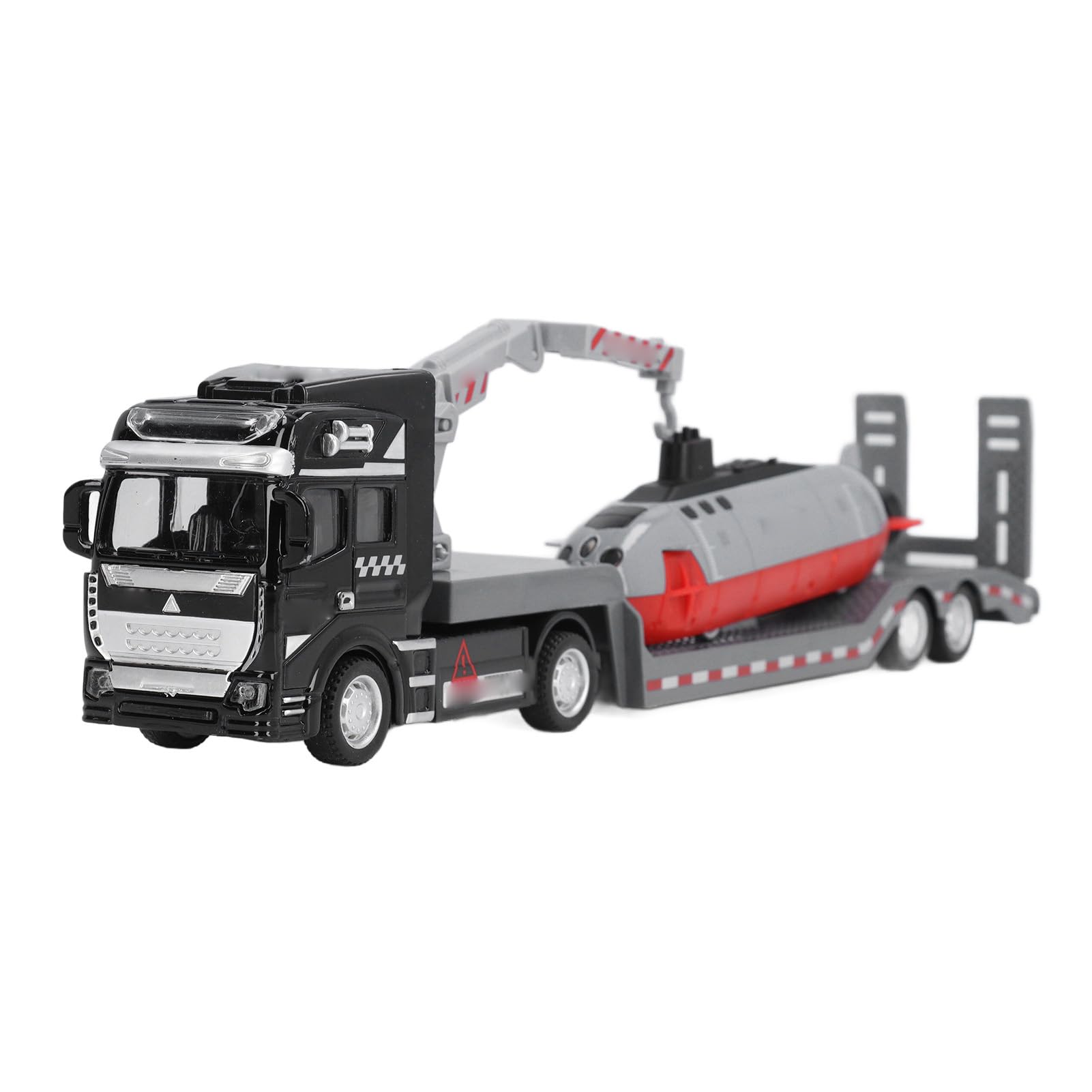 Itonash Alloy Semi Flatbed Trailer Truck Toy with Submarine Educational Realistic Construction Vehicle Flatbed Truck Toy for Kids Adults (Gray)
