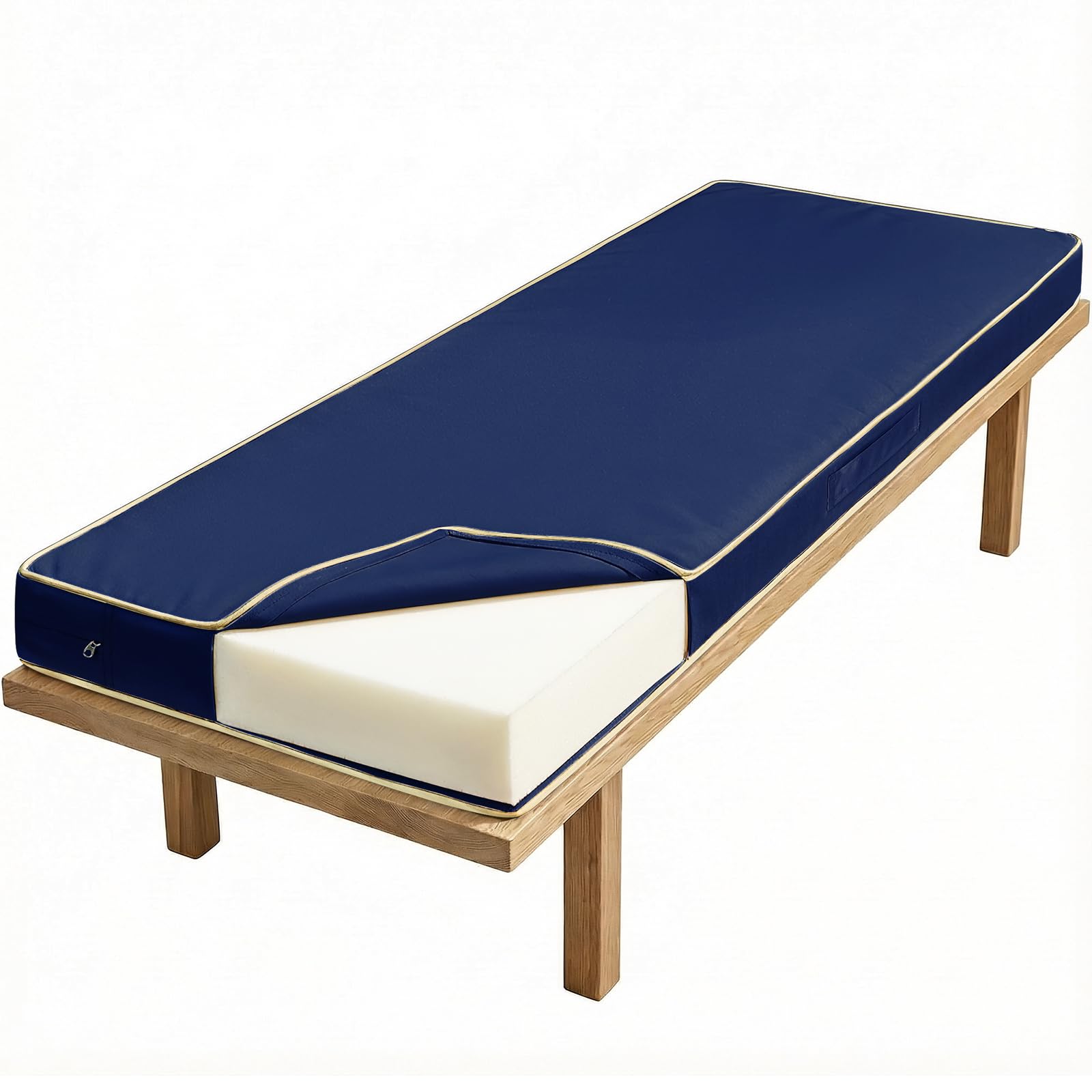 TaiBest Outdoor Bench Cushions for Patio Furniture, Comfortable Bench Seat Pads for Garden, Indoor, Porch Swing (Blue, 122X46X8 cm)
