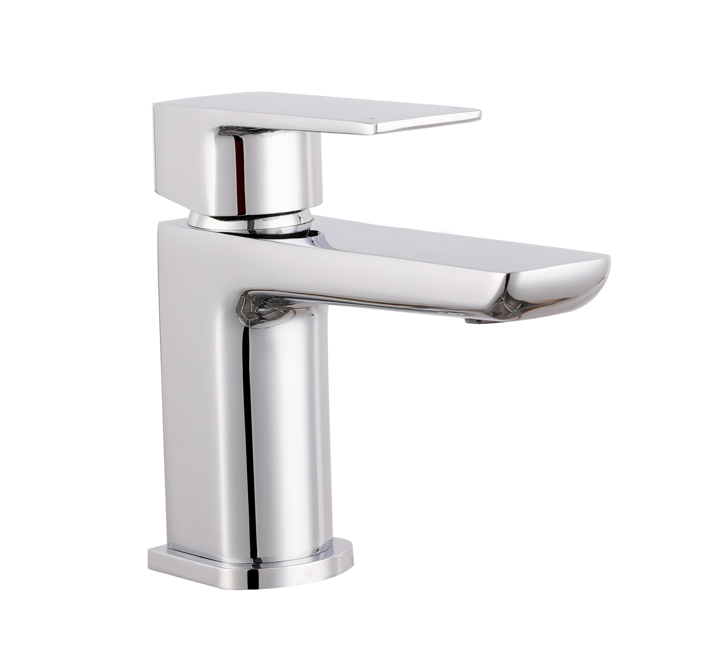 Veebath Chrome Lagoon Soft Square Basin Mixer With Pop-Up Waste – Modern Finish, Single Lever Control, G1/2" Bsp Inlet, Deck Mounted Bathroom Taps, Bath And Basin Taps