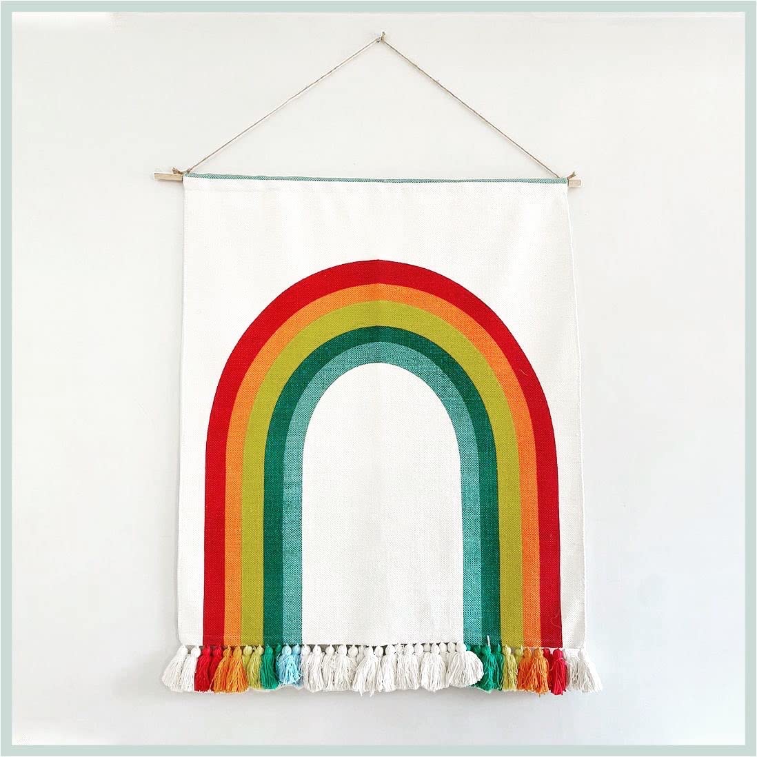All About Bohemian Cotton Handloom Rainbow Wall Hanging Handmade