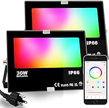 ILC LED Flood Light 30W Outdoor RGB Color Changing, Smart Floodlights RGBW 2700K Warm White & 16 Million Colors, 20 Modes, Grouping, Timing, IP66 Waterproof (2 Pack)