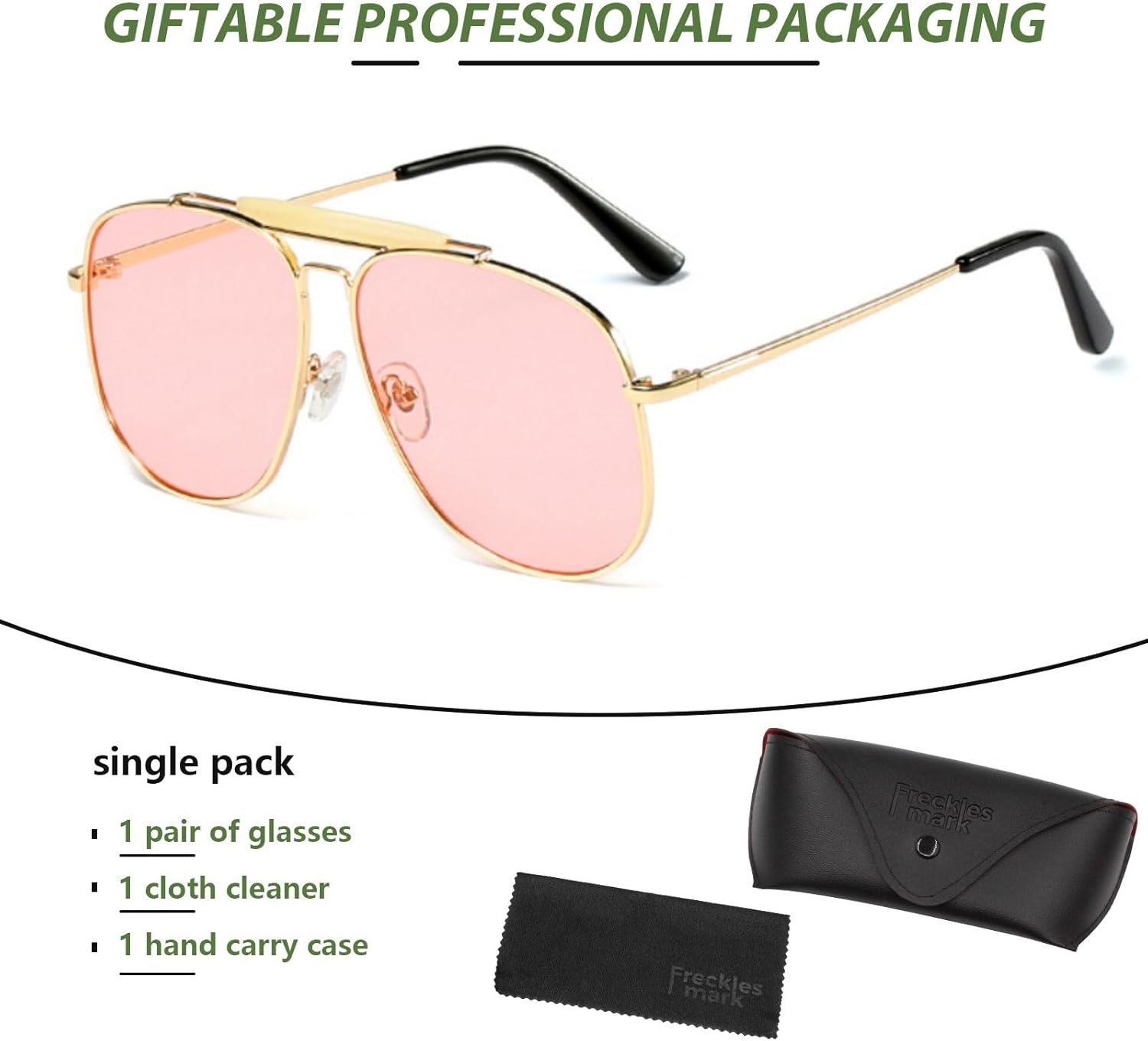 Freckles Mark Unique Retro Sunglasses for Womens Mens Double Bridge Aviator Sunglasses - Image 7