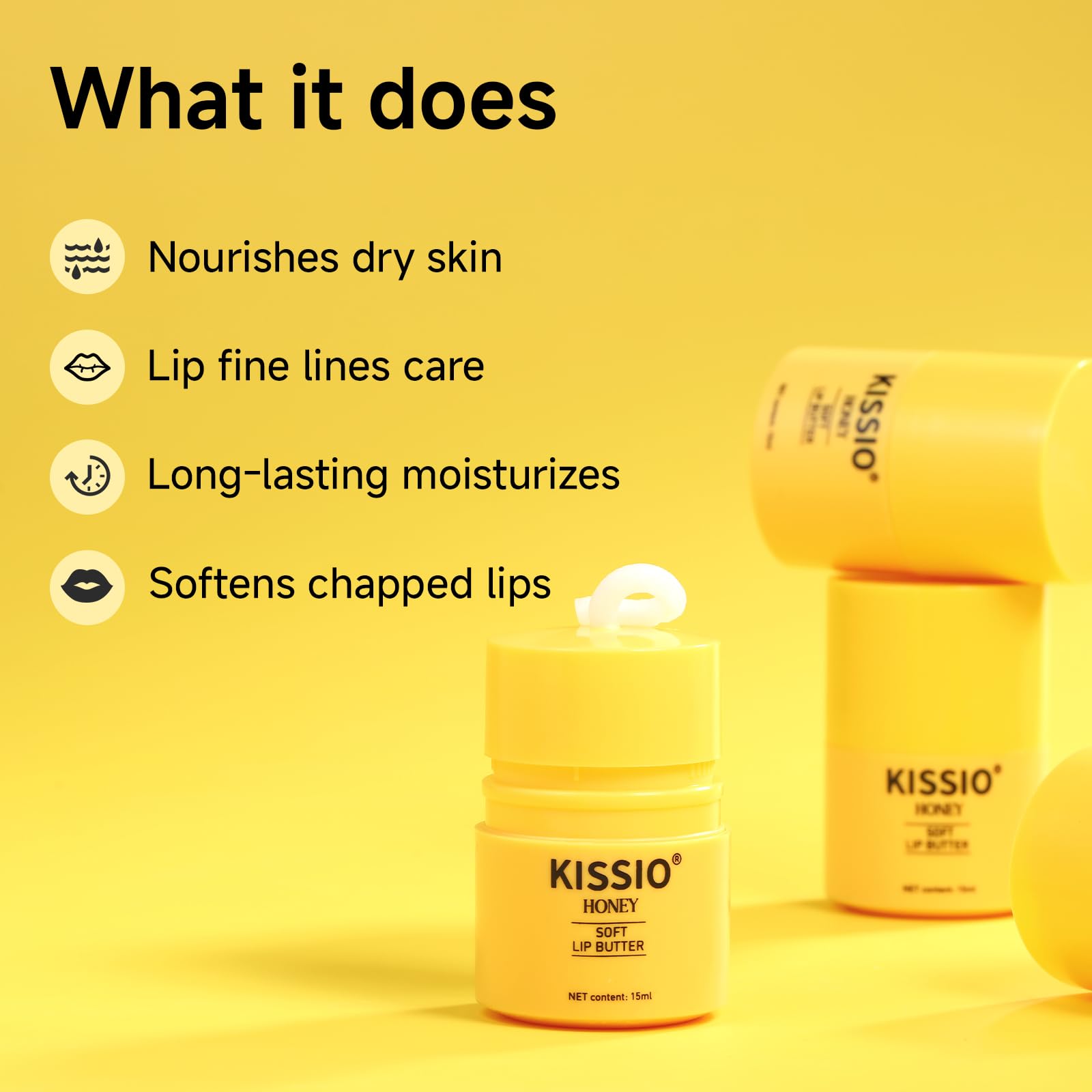KISSIO Honey Lip Butter Set,Lip Balm with 1000 ppm Propolis Extract,Ceramide AP and Phytosphingosine,Long-lasting Moisture and Nourishe Lips,Lip Lines Care - Image 2