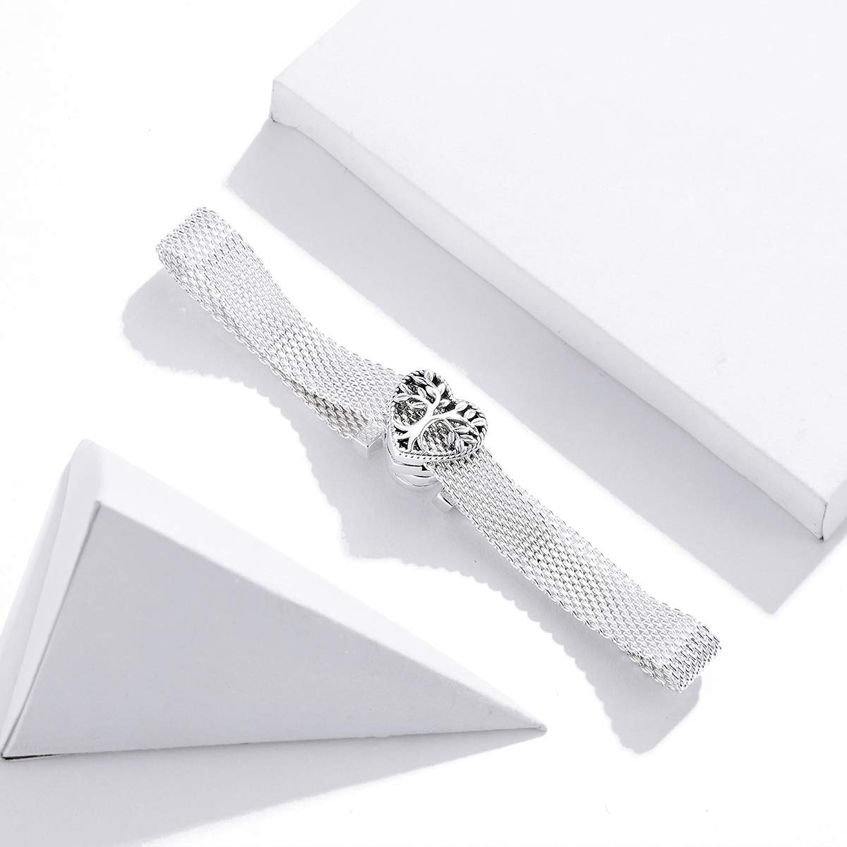 Perline in Metallo con Albero della Vita per creazione di Gioielli da Donna Ciondolo in Argento ossidato Sterling 925 per Bracciale Rigido