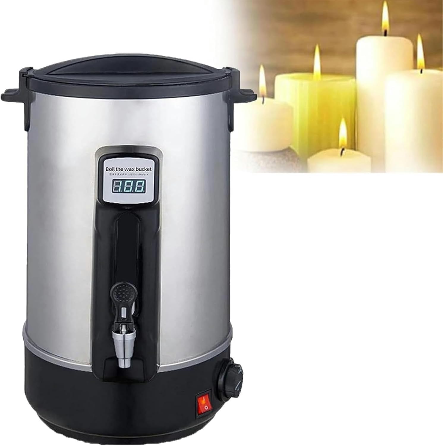 KEuLen Stopiący wosk ze stali nierdzewnej, elektryczna maszyna do topienia wosku świeczkowego od 8L do 35L z termometrem, materiały do wydajnej produkcji świec (12L)