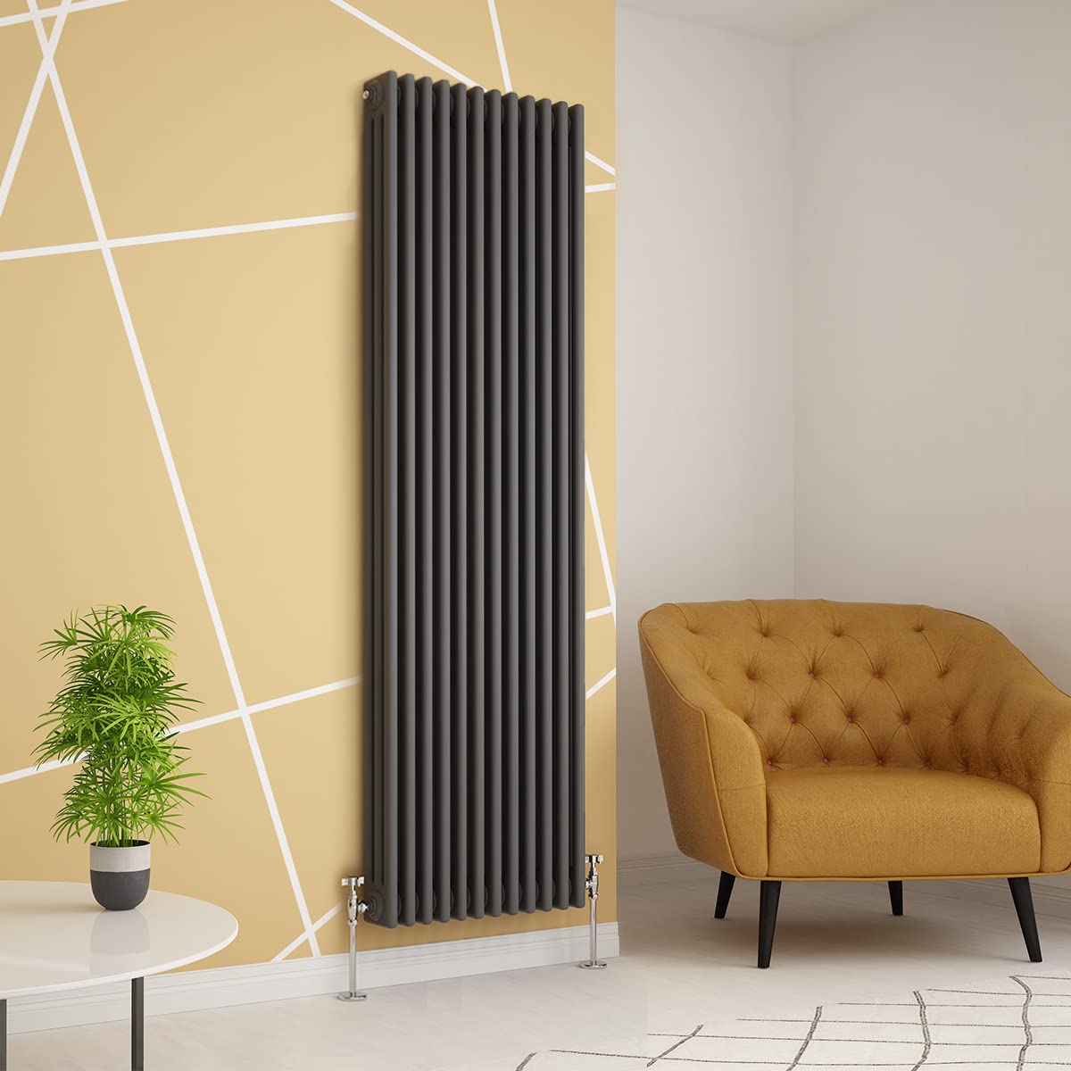 Warmehaus Anthracite Traditional Radiator 3 Column Vertical 1800X560mm