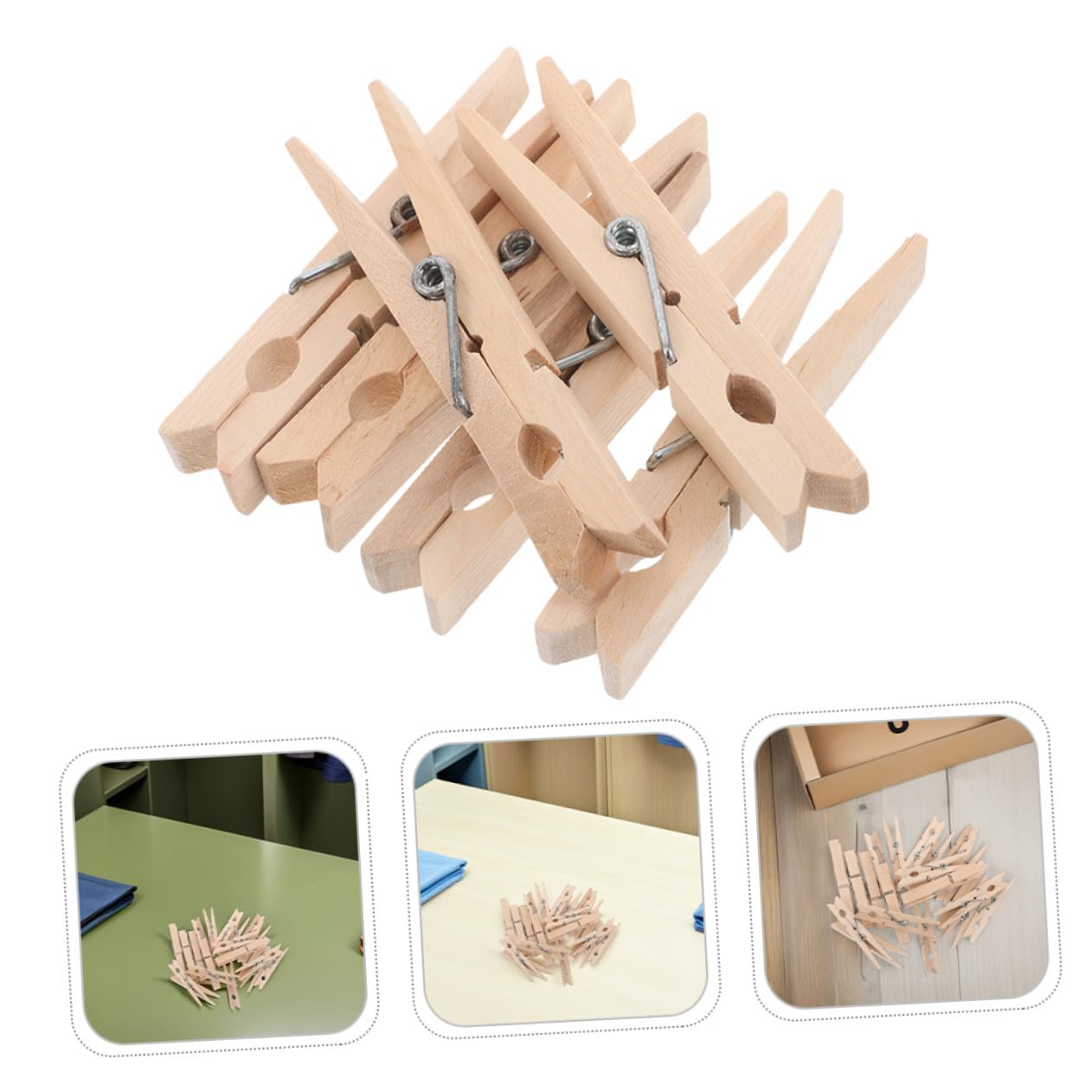 Mipcase 150piezas Pinzas para Ropa Multifuncionales de Madera Mini Pinzas Resistentes al Viento para Colgar Calcetines y Toallas el Patio