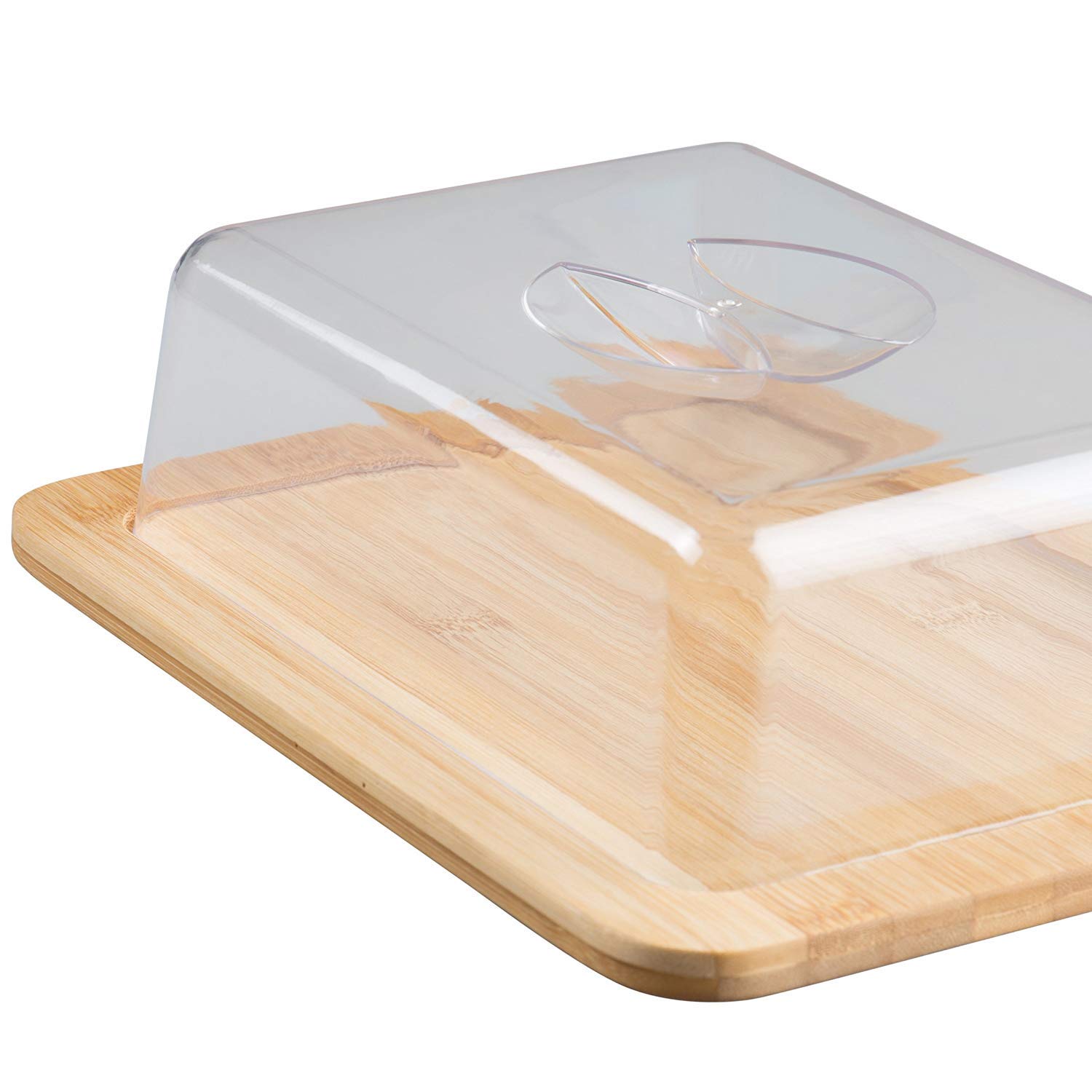 Jonas - Käseglocke / Käsedose / Käse Servierplatte / Bambus Schneidebrett - mit Deckel - Ideal für die Aufbewahrung von Käse oder andere Feinkosten - Abmessungen: 26 x 20 x 7,3 cm LxBxH