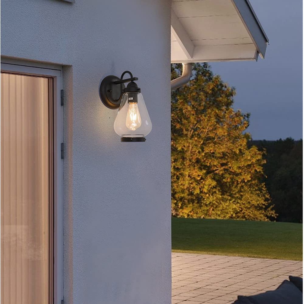Rustykalna wodoodporna szklana lampa ścienna - lampa zewnętrzna na werandę i balkon, do ogrodu, garażu, zewnętrzna lampa ścienna, styl vintage