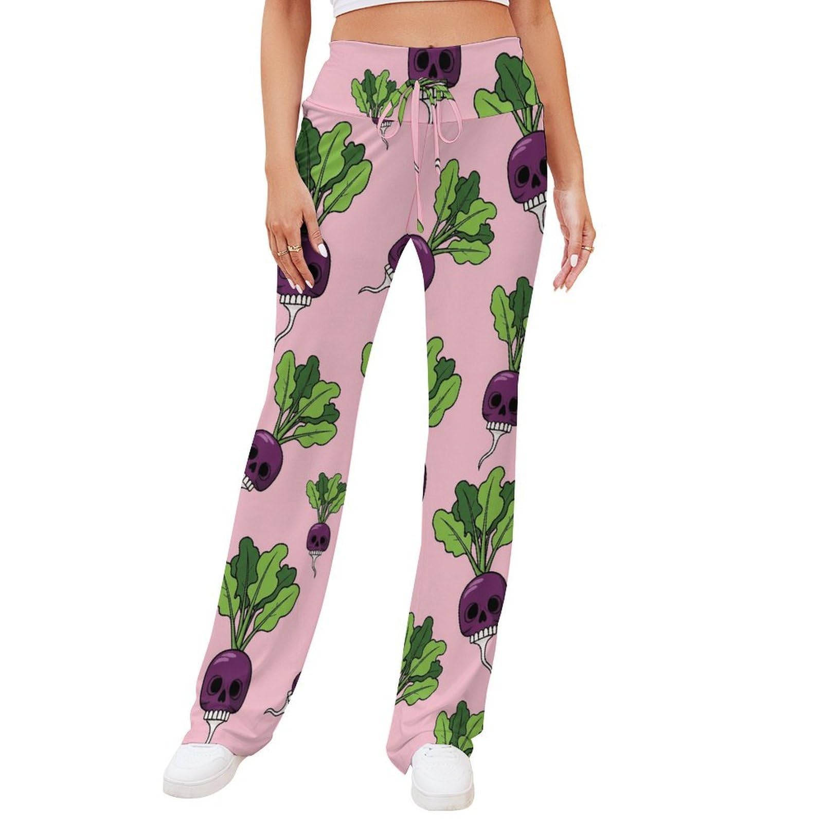 Women's Yoga Pants Flare Loose Lounge Pants with Drawstring,High Waist Bootcut Wide Leg Casual Trousers