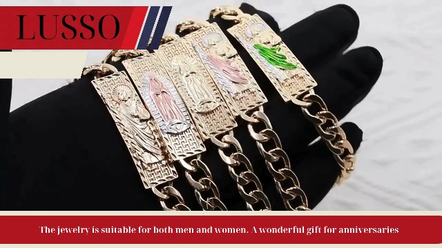 Amazon.com: 14K Gold Filled Santa Muerte Bracelet For Men And