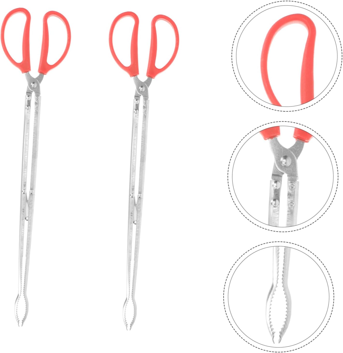 Ipetboom 2pcs Stainless Steel Firewood Tongs Charcoal Clamp Outdoor Barbecue Long Handle Grabber Multi Purpose Garbage Picker for Camping Fireplace and Home Use